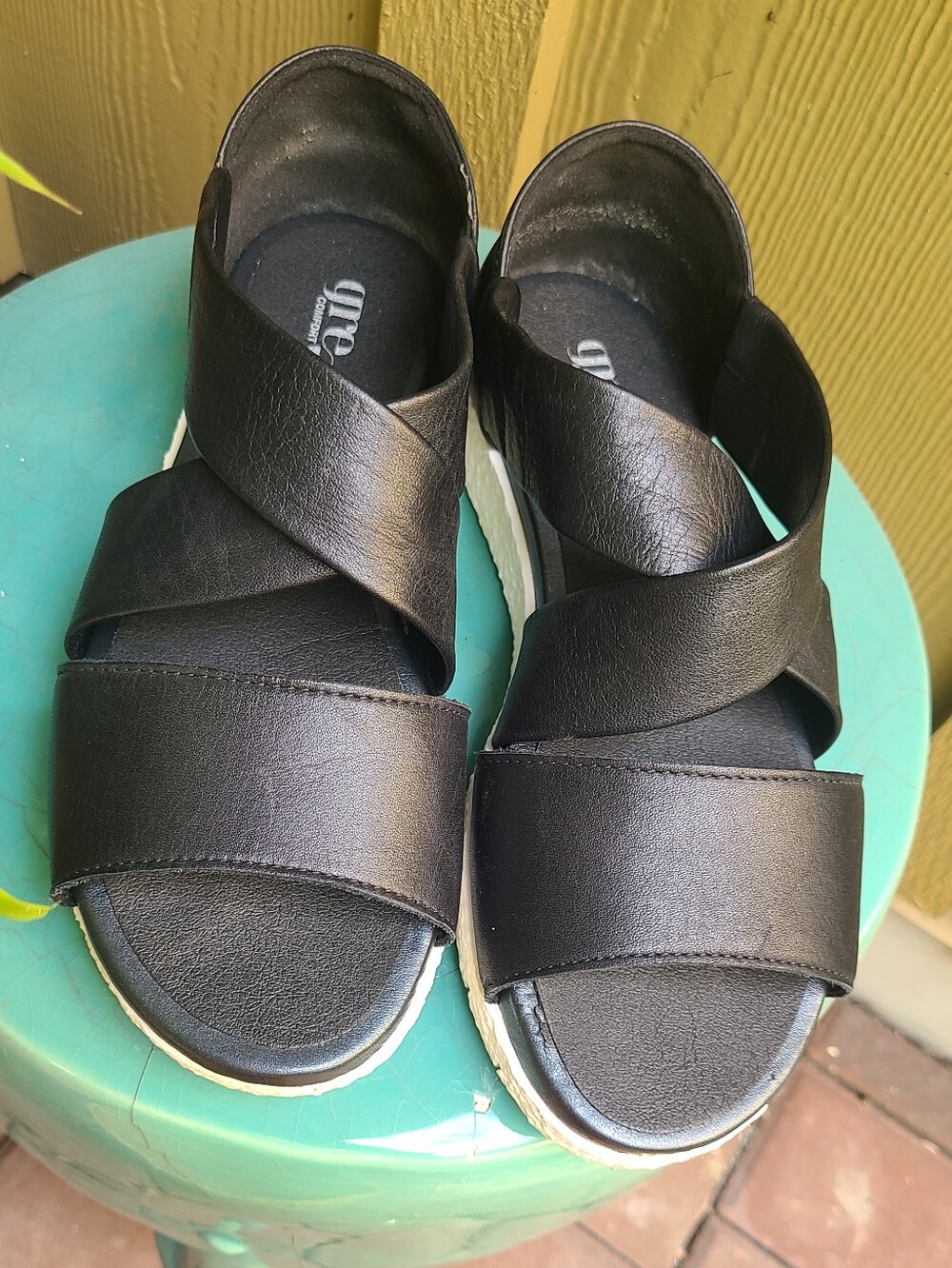 Sandals Black Leather "Green Comfort" Danish Brand Sandals Size 37